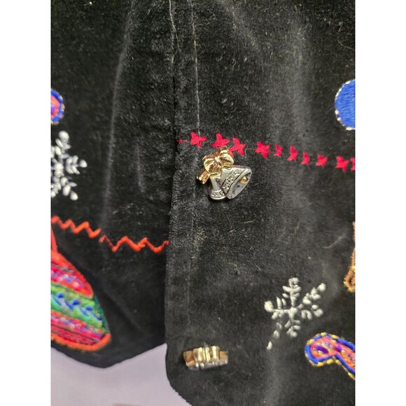 New Direction Vintage Velvet Christmas Theme Vest Size Medium Ladies Holiday - Picture 4 of 5